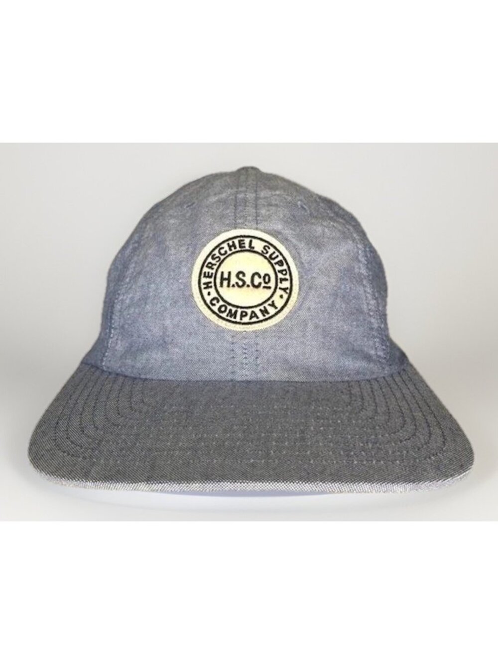 Herschel Supply Co Strapback Cap Mens Blue Chambray Adjustable Logo Dad Hat